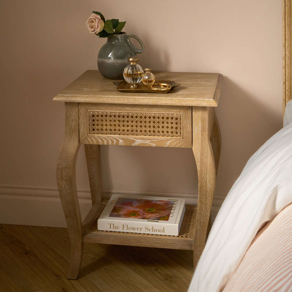 Sienna Beau Rattan Bedside, Weathered Oak / Rattan